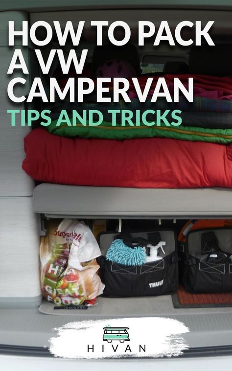 When packing for a trip, especially with a family, it can be very difficult to get everything you need in your campervan. Unless you are a master at Tetris, you might have issues trying to get everything in your van. How can you pack a VW campervan and still have space for your family to ride and live during your vacation? Campervan Storage Ideas, Caravan Storage, Packing For A Trip, Van Storage, Camper Storage, Cargo Van, Vw Campervan, Camper Conversion, Van Camping