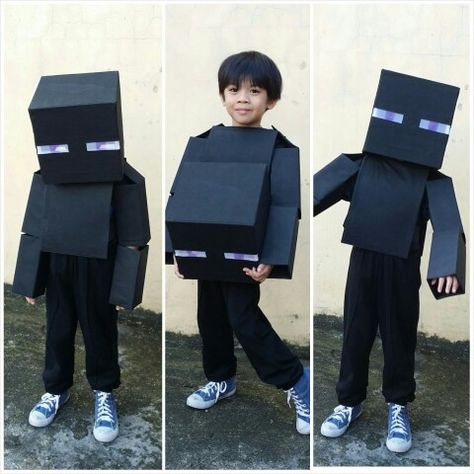 DIY Minecraft Enderman costume Minecraft Enderman Costume, Enderman Costume, Minecraft Halloween Ideas, Minecraft Halloween Costume, Diy Fantasia, Minecraft Enderman, Minecraft Costumes, Halloween Infantil, Minecraft Theme