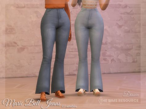 The Sims Resource - Marie Bell Jeans Flares Outfit, Ts4 Clothes, Flair Pants, High Wasted Jeans, Bell Jeans, Flair Jeans, Bell Pants, Kids Vest, Sims 4 Mm