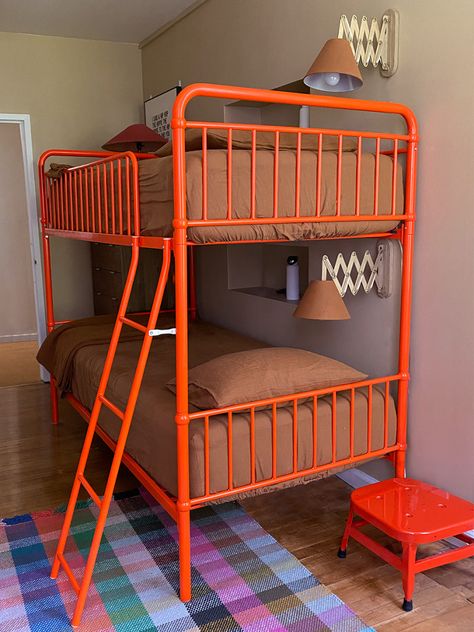 Blue Orange Nursery, Carmeon Hamilton, Designing A Bedroom, Designing A Garden, Pretty Bedrooms, Bedroom Moodboard, Ikea Shelf, Custom Bunk Beds, Kids Shared Bedroom