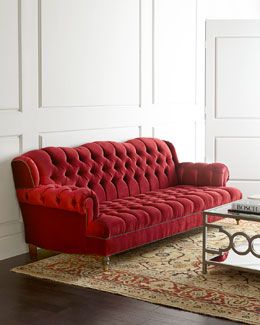 H7J59 Haute House Mr. Smith Cranberry Sofa Sala Vintage, Mr Smith, Tufted Furniture, Red Couch, Velvet Furniture, Haute House, Red Sofa, Tufted Sofa, Decoration Inspiration