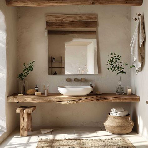 16+ Scandinavian Bathroom Mirror Ideas to Brighten Your Minimalist Space • 333+ Inspiring Lifestyle Ideas Scandinavian Bathroom Mirrors, Mediterran House, European Farmhouse Decor, Wabi Sabi Bathroom, Bathroom Rustic, Boho Bathroom Decor, House Farm, Home Decor Bathroom, Scandinavian Bathroom