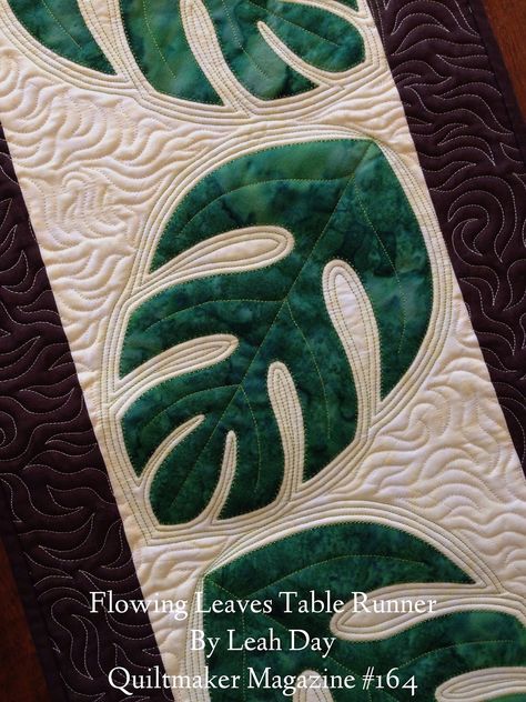 Free Motion Quilting Designs, Hawaiian Applique Quilt, Leaves Table Runner, Hand Quilting Designs, Hawaiian Quilt Patterns, Christmas Quilting Projects, Jelly Roll Quilt Patterns, Quilting Templates, Free Motion Quilt Designs