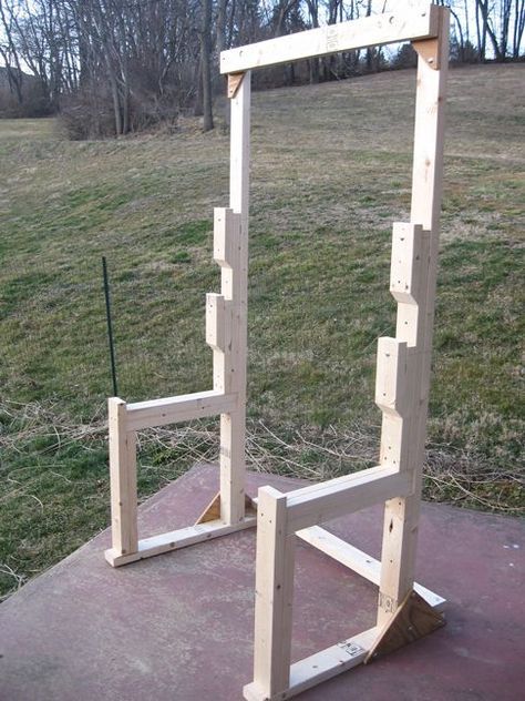 Sit squat rack Home Gym Squat Rack Bench Press, Sit Squat, Gym Squat Rack, Homemade Gym, Home Made Gym, Backyard Gym, Diy Gym Equipment, Home Gym Garage, Diy Home Gym