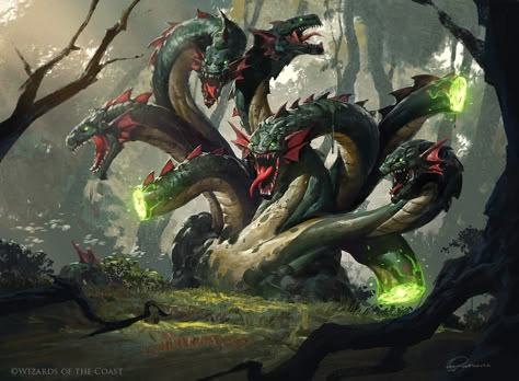 Stumpsquall Hydra - Magic the Gathering, Greg Rutkowski on ArtStation at https://www.artstation.com/artwork/oA8d2k Hydra Monster, Greg Rutkowski, Types Of Dragons, Legendary Dragons, Beast Creature, Mtg Art, Mythical Animal, Cool Monsters, Fantasy Beasts