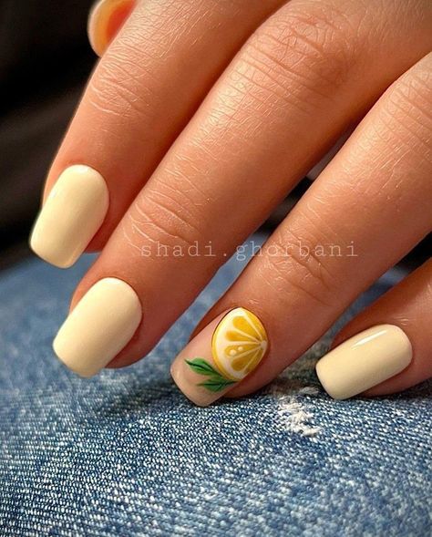 Cute French Tips, Summer Nails Simple, Nail Designs For Beginners, Lemon Nails, Ideas Uñas, 23 Summer, Snowflake Nail, Gel Capsules, Summer Nail Designs