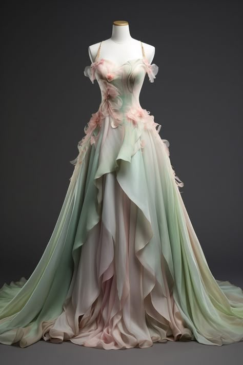 Ethereal Fantasy Dress, Fairy Wedding Bridesmaid Dresses, Nontraditional Wedding Dress Color, Fairy Bridesmaid Dresses, Fae Dress, Ethereal Gowns, Nontraditional Wedding Dress, Met Gala Outfits, Fairytale Fashion