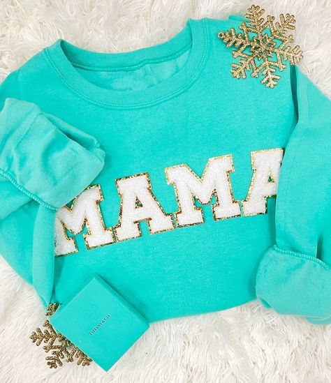 Mama/Mom Letter Patch Crewneck Sweatshirt – United Monograms Iron On Letters Shirt Diy, Puff Vinyl Sweatshirt, Patch Crewneck, Happy Store, United Monograms, Chenille Patches, Patch Sweatshirt, Latest Obsession, Long Sleeve Baseball Tee