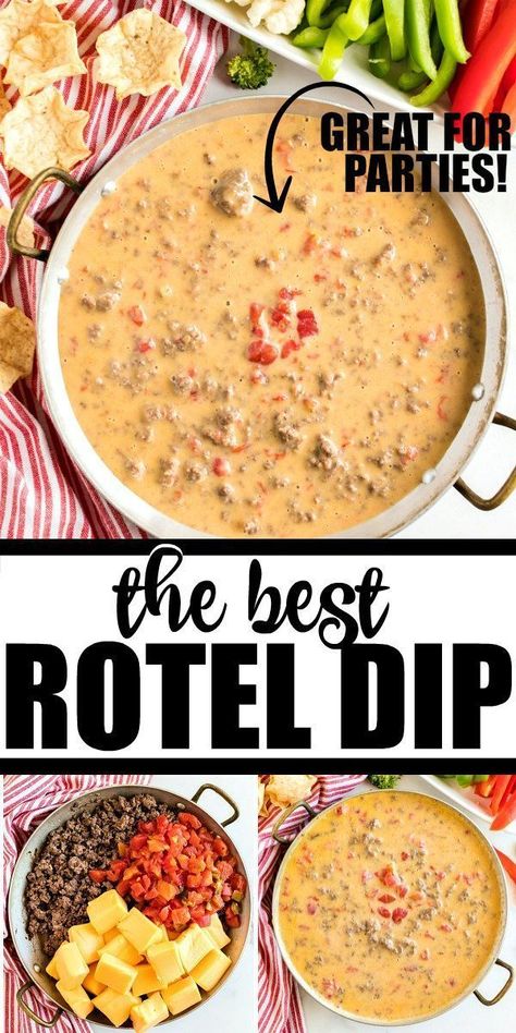 The Best Rotel Dip, Best Rotel Dip, Homemade Rotel, Dip Appetizers, Rotel Dip, Bowl Party Food, Football Snacks, Dip Recipes Easy, Superbowl Snacks