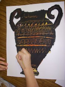 ARTASTIC! Miss Oetken's Artists: Going GREEK! Scratch into history with Greek Vases/Pots Ancient Greece Art, Greek Crafts, Starověký Egypt, Greek Vase, Art History Lessons, Greece Art, Time Line, Ancient Greek Art, Greek Pottery