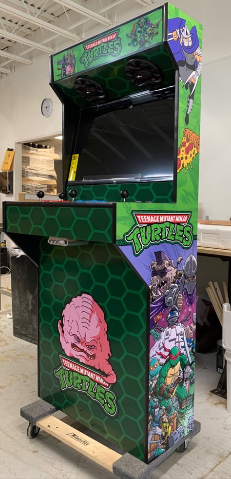 Tmnt Arcade, Cabinet Build, Hidden Doors, Arcade Cabinet, Building Furniture, Custom Wraps, Arcade Machine, Hidden Door, Garage Ideas