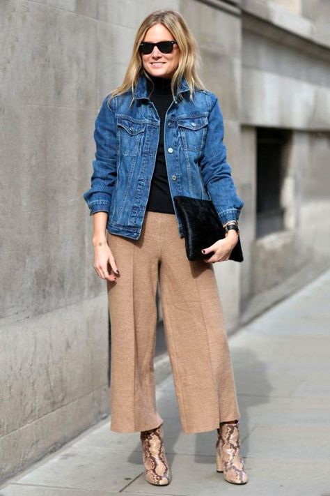 Culotte Style, Outfit Jeans, Looks Street Style, Casual Work Outfits, 가을 패션, Mode Inspiration, Work Casual, Look Fashion, Jacket Outfits