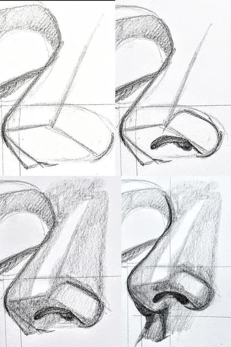 Nose Drawing, Drawing For Beginners, Tutorials Drawing, Art Drawings Sketches Creative, Anatomy Drawing, Pencil Art Drawings, Realistic Drawings, Anatomy Art, Art Tutorials Drawing