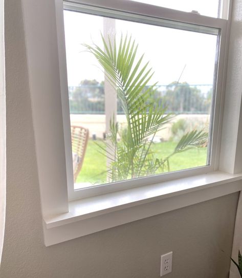 Diy Window Frame, Window Sill Trim, White Window Trim, Modern Baseboards, Frame Tutorial, Interior Window Trim, Window Sill Decor, Window Trim Exterior, Window Ledge