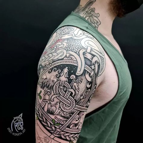 Celtic Sleeve Tattoos, Traditional Viking Tattoos, Thor Tattoo, Slavic Tattoo, Viking Warrior Tattoos, Sketchbook App, Pagan Tattoo, Viking Tattoo Sleeve, Norse Design