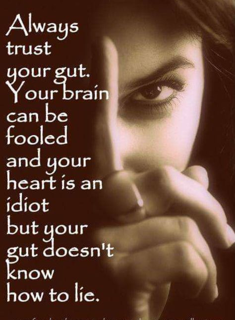 Always trust your gut.... your gut doesn’t know how to lie.. your brain can be fooled and your heart is an idiot.... Gut Instinct, Life Quotes Love, Quotable Quotes, True Words, Inspirational Quote, Meaningful Quotes, The Words, Great Quotes, True Quotes