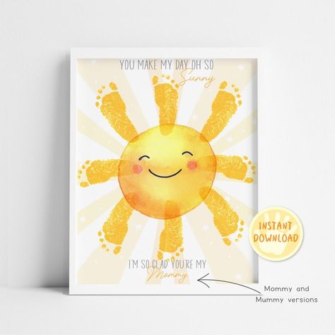 Sunshine Handprint, Craft Sun, Mothers Day Handprint, Toddler Craft, Leaving Cards, Footprint Crafts, Footprint Art, Handprint Craft, Foot Print