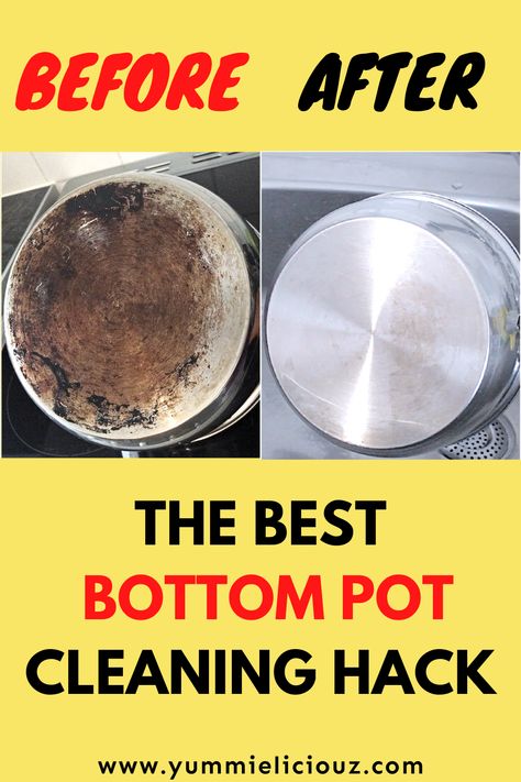 Learn how to clean the bottom of burned pots or pans. Clean Stainless Steel Pans, Burnt Pan, Cleaning Burnt Pans, Clean Burnt Pots, Cleaning Pans, Food Storage Ideas, Cast Iron Cleaning, Burnt Food, Clean Pots