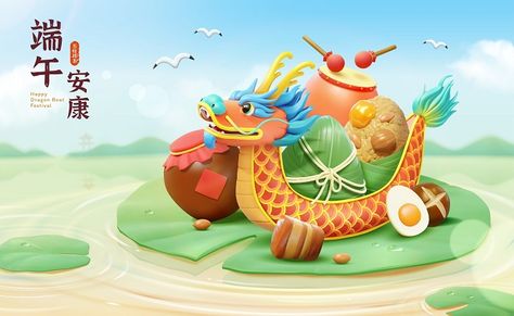 Top 80 Happy Dragon Boat Festival Greeting Cards Images To Send Happy Dragon Boat Festival, Bamboo Boat, Happy Dragon, Festival Banner, Dragon Boating Racing, Dragon Chino, Greeting Card Image, 3d Dragon, Lotus Pond