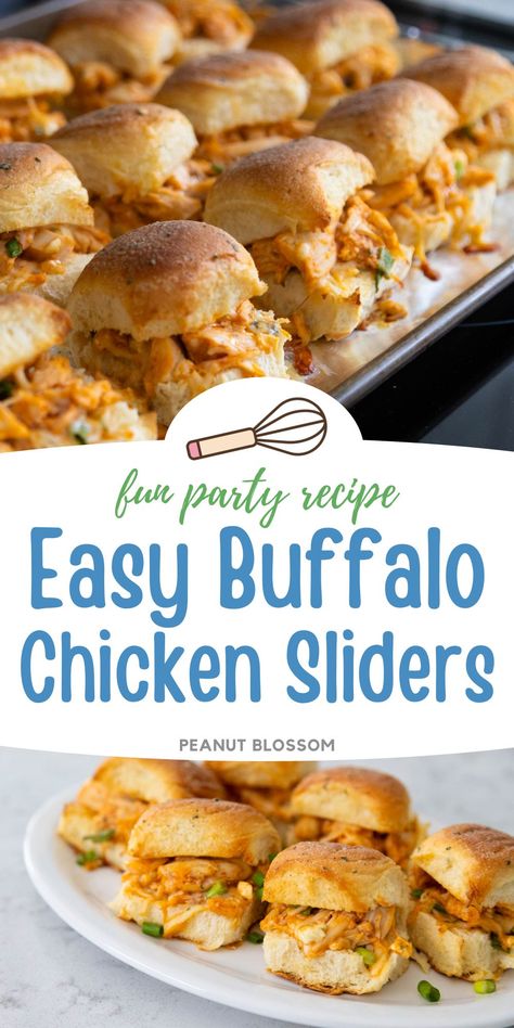 Serve a big pan of easy buffalo chicken sliders for your football party or as a special family weekend lunch. Crispy golden brown slider buns are loaded with tender spicy buffalo chicken in an ooey gooey finger sandwich you can't resist. Buffalo Chicken Pretzel Sliders, Easy Buffalo Chicken Sliders, Guy Food, Mini Burger Buns, Finger Sandwich, Buffalo Chicken Sliders, Spicy Buffalo Chicken, Easy Buffalo Chicken, Weekend Lunch