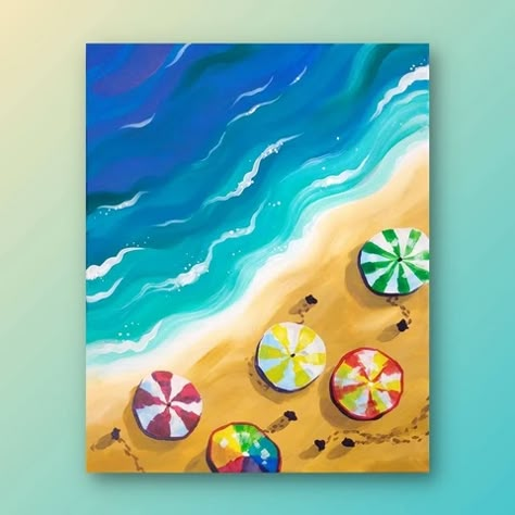 27 Easy (and Rewarding) Acrylic Painting Ideas for Beginners Easy Painting For Kids, Acrylic Painting For Kids, Beach Canvas Paintings, Acrylic Painting Ideas, Simple Canvas Paintings, Easy Canvas Art, Cute Canvas Paintings, Summer Painting, Canvas Painting Designs