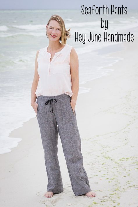 Diy Linen Pants Pattern, Summer Pants Pattern, Spring Linen Pants With Pull-on Style, Beach Linen Pants With Pull-on Style, Linen Full-length Pants With Pockets, Full-length Linen Pants With Pockets, Linen Pants Pattern, Wide-leg Linen Capris With Elastic Waistband, Courtney Davis