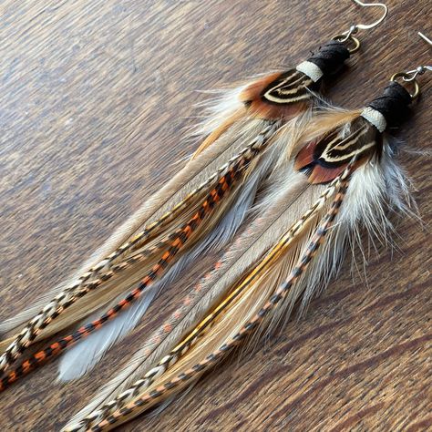 Pheasant Feather, Earrings Feather, Feather Hair Clips, Feather Fan, Boho Feathers, Pheasant Feathers, Feather Crafts, Festival Accessories, Feather Jewelry