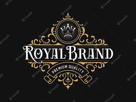 Premium Vector | Royal luxury logo with floral ornament Ornamental Lettering, Bbq Bar, Royal Logo, Bar And Grill, Floral Ornament, Lettering Logo, Luxury Logo, Video New, Letter Logo