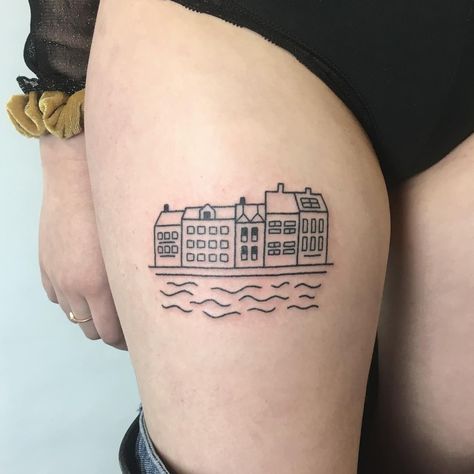 Amsterdam Inspired Tattoo, Copenhagen Tattoo, Holiday Tattoo, Amsterdam Tattoo, Dancing House, Tattoo Reference, Clever Gift, Home Tattoo, Amsterdam City