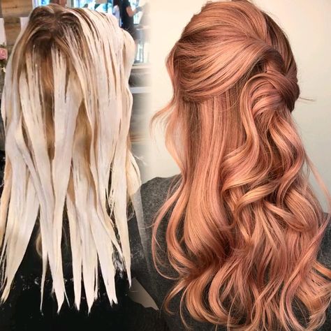 Presley Poe on Instagram: “Process/Execution of the Rose Gold Bomshell 💕💕 after Balayage  I toned  this babe with our @pravana Rose Gold Express Toner followed by our…” Pravana Rose Gold, Pravana Express Tones, Tan Skin Makeup, Rose Gold Balayage, Gold Hair Colors, Hair Color Rose Gold, Rose Gold Hair, Hair Color And Cut, Tan Skin