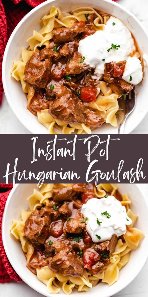 Instant Pot Hungarian Goulash Pressure Cooker Goulash Recipe, Instant Pot Stew, Hungarian Goulash, Beef Recipe Instant Pot, Easy E, Instant Pot Pasta Recipe, Beef Ground, Stew Meat Recipes, Pot Beef Stew