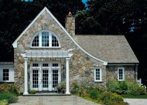 Ideas for you Traditional Exterior Homes, Rock Houses, Cute Cottages, Exterior Wall Cladding, Stone Wall Design, French Doors Exterior, Glass Railings, Stone Cottages, Ranch Exterior