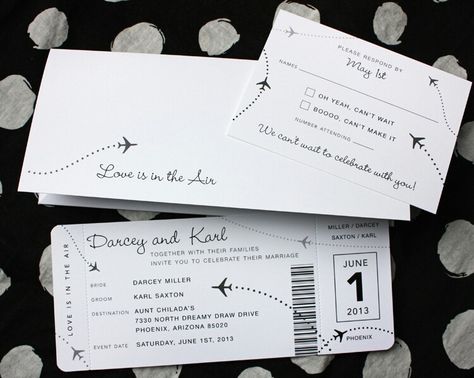 Love is in the air invitations Airplane Wedding Invitations, Airplane Wedding, Aviation Wedding, Boarding Pass Wedding Invitation, Ticket Wedding Invitations, Boarding Pass Invitation, Airline Ticket, Fun Friday, Trendy Wedding Invitations