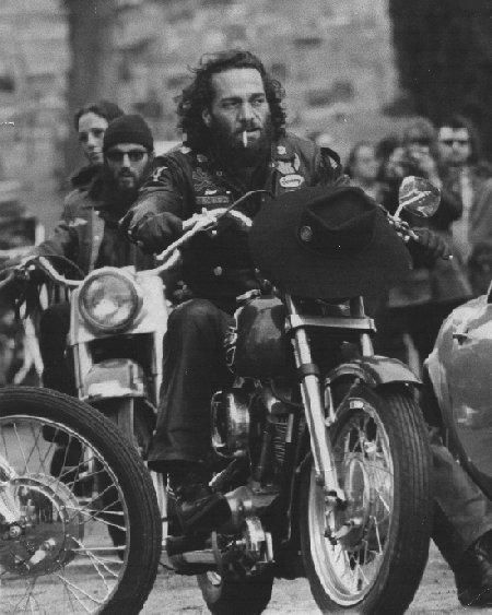 Sonny Barger, one of the 'founding fathers' of the Hell's Angels. Men On Motorcycles, Sonny Barger, Hells Angels Mc, Motorcycle Gang, Woodstock 1969, Motos Vintage, Biker Clubs, Biker Stuff, Biker Lifestyle