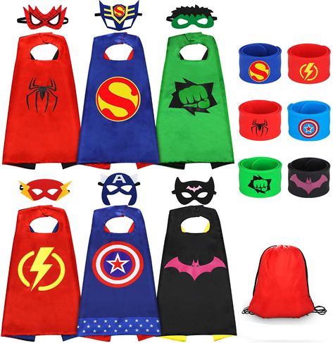 Superhero Capes For Kids, Super Hero Capes For Kids, Superhero Costumes Kids, Birthday Party Games For Kids, Outdoors Birthday Party, Role Play Costume, Halloween Birthday Party, Capes For Kids, Superhero Masks