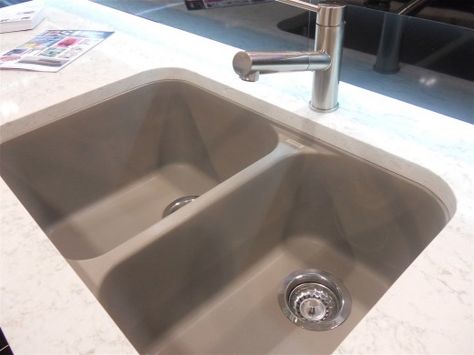 A composite granite sink is extremely easy to clean and hard to chip. Blanco Sinks Kitchen, Kitchen Sink Remodel, Kitchen Sink Install, Blanco Sinks, Granite Composite Kitchen Sink, Kitchen Vibes, How To Clean Granite, Granite Composite Sinks, Sinks Kitchen