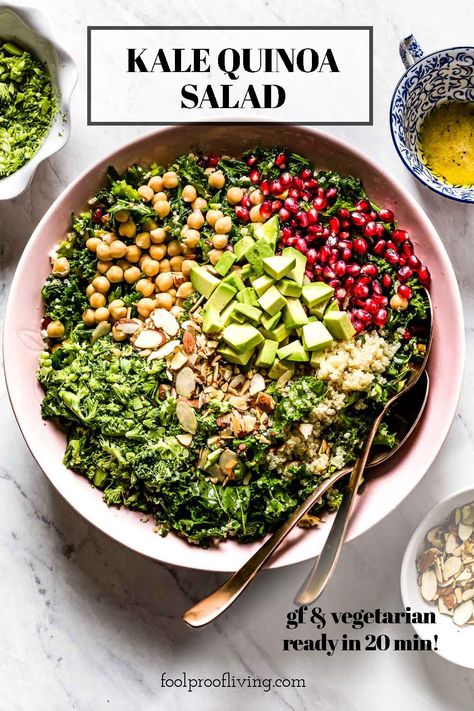 Kale Quinoa Salad Perfect Salad Recipe, Avocado Salad Dressing, Kale Quinoa, Quinoa Kale, Kale Quinoa Salad, Creamy Salad Dressing, Sandwich Wraps, Warm Salad, Easy Salad