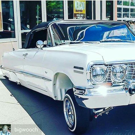 Clean White 63 White Lowrider, Chevrolet Impala 1963, 63 Chevy Impala, 1963 Chevy Impala, 64 Impala, Low Riding, Lowrider Cars, Old School Cars, Old Classic Cars