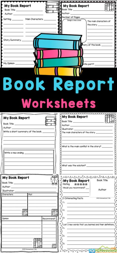 Book Report Worksheet, Books For 1st Graders, 5th Grade Books, 4th Grade Books, 3rd Grade Books, Reading Log Printable, Free Homeschool Curriculum, Kindergarten Books, 5th Grade Reading