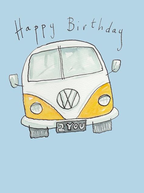 Happy Birthday VW Bus Birthday Greetings For Men, Birth Day, Birthday Illustration, Happy Birthday Signs, Happy Birthday Funny, Happy Birthday Pictures, Birthday Blessings, Sharing Is Caring, Happy Birthday Fun