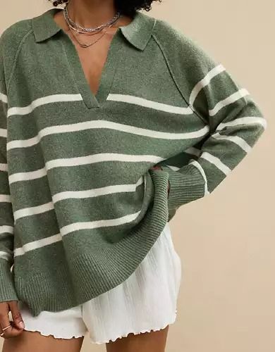 New Arrivals | Women's Clothes & Apparel | Aerie Best Accessories For Women, Midsize Coastal Grandmother, Aerie Fall Outfits, Winter Sweaters Aesthetic, Ribbed Collared Sweater, 2024 Sweater Trends, Green Outfits Aesthetic, Trending Sweaters, American Eagle Sweaters