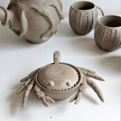 Ceramic Sink Bowl, Ceramic Sea Urchin, Sea Creature Ceramics, Stuff To Make With Clay, Clay Sea Creatures, Crab Ceramic, Sea Ceramics, Bowl Sculpture, 3d Tiskárna