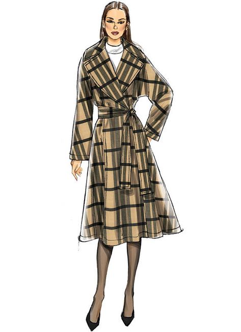 Vogue Sewing Pattern V9289 Misses' Wide-Collar Coat and Coat Illustration, Coat Pattern Sewing, Womens Clothing Patterns, Patterns Sewing, Vogue Sewing Patterns, Vogue Pattern, Fashion Figures, Collar Coat, Illustration Fashion Design