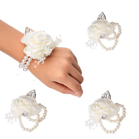 PRICES MAY VARY. Material: Silk Rose and pearls and pin and brooch Size: Height about 8cm,Width about 9cm Package:4 pieces wrist corsage Color:Very slight as the picture shows,Variation in colors may occur due to different display settings Occasions: Wedding ceremony Using for wedding Party. All of Party Home decoration 100% Brand New and High Quality Type: As your choice PACAKGE: 6 PIECE/lot Size: Length about 12cm Width about 8cm Notice: 1.We accept customization . Just tell us which color and White Rose Corsage Wrist, White Rose Wrist Corsage Wedding, White Rose And Eucalyptus Wrist Corsage, Corsage White Rose, Corsage Homecoming, White Corsage With Pink Accent, Flower Party Decorations, Homecoming Corsage, Rose Corsage