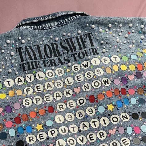 allaroundtaylor on Instagram: "The jacket i made and wore to The Eras Tour.   If you don’t know me, hi.. i’ve been a swiftie for 12 years, and i’ve been allaroundtaylor for 10 of those years. For those who know me (or remember that i exist), i’ve always always always loved art and DIY. Not that i’m good at it, i just love it.   I’ve waited for a chance to see Taylor again ever since the RED tour, which was 10 years ago. I remember crying in my room when i learned that i couldn’t attend the 1989 tour because of final exams, and the reputation tour because of midterms. I guess as an international fan, i cry a lot lol.   Since it’s been a long time coming, i decided to do something special for my outfit. Something that represents all of the years of Taylor making music, and something that rep Eras Art Taylor Swift, Taylor Swift Denim Jacket Outfit, Eras Tour Painted Jean Jacket, Butterfly Eras Tour Outfit, Mom Outfits For Eras Tour, Eras Tour Outfit Ideas Bejeweled, Eras Tour Shirt Diy, Eras Tour Painted Jacket, Diy Eras Tour Denim Jacket