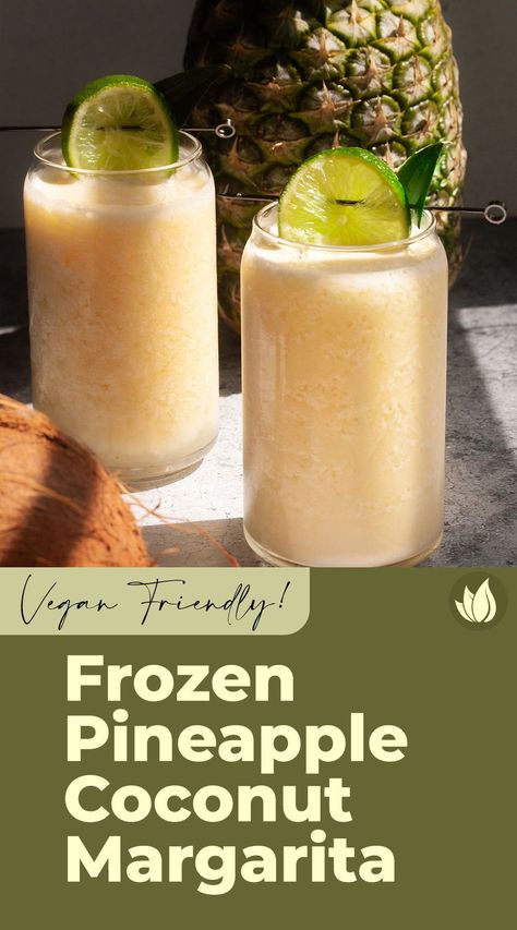 Pineapple Coconut Margarita, Cream Of Coconut, Coconut Margarita, Frozen Margaritas, Best Cocktail Recipes, Fresh Pineapple, Boozy Drinks, Frozen Pineapple, Mixed Drinks Recipes