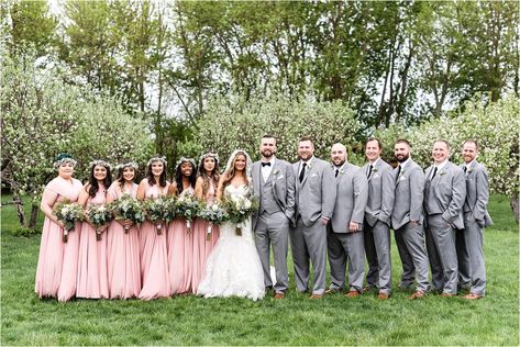 Dusty rose blush pink and gray with eucalyptus spring rainy wedding in flowering tree orchard | maddiepeschong.com Dusty Pink And Gray Wedding, Dusty Pink And Grey Wedding, Dusty Rose And Gray Wedding, Gray Pink Wedding, Blush Pink And Gray Wedding, Grey And Pink Wedding, Pink And Gray Wedding, Pink And Grey Wedding, Gray Wedding Party