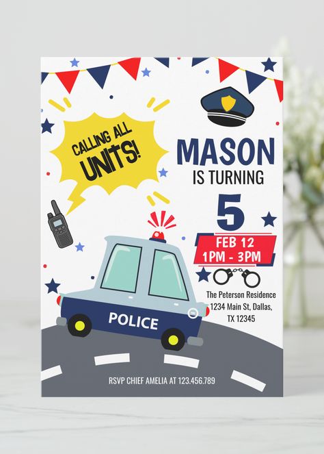 EDITABLE INVITATION, CALLING ALL UNITS, instant download,INVITE FRIENDS AND FAMILY TO YOUR CHILD'SPOLICEMAN PARTY WITH THIS ADORABLE BIRTHDAY PARTY INVITATION. Policeman Birthday Party, Police Cops, Invite Friends, Policeman, Birthday Party Invitation, Editable Invitations, Birthday Party Invitations, Party Invitations, Birthday Party