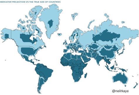 Mercator Misconceptions: Clever Map Shows the True Size of Countries Accurate World Map, Word Map, Our World, Geography, Alaska, World Map, The Globe, Gif, Map