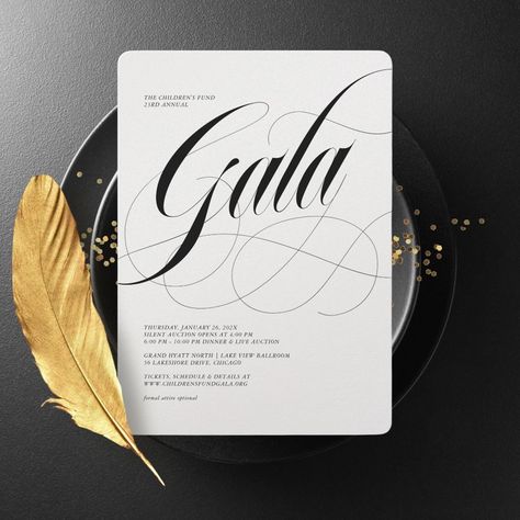 So Scripty Minimalist Gala Invitation Black And White Event, Gala Invitation, Minimalist Layout, Elegant Dinner, Gala Events, Dinner Invitations, Kids Stationery, Kids Nursery Decor, Free Birthday Invitation Templates